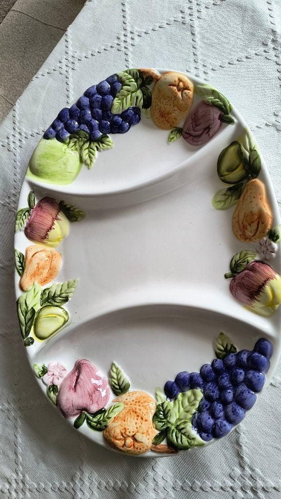 Servies ovale schaal met fruit, Huis en Inrichting, Keuken | Servies, Ophalen of Verzenden, Overige stijlen, Aardewerk, Schaal of Schalen