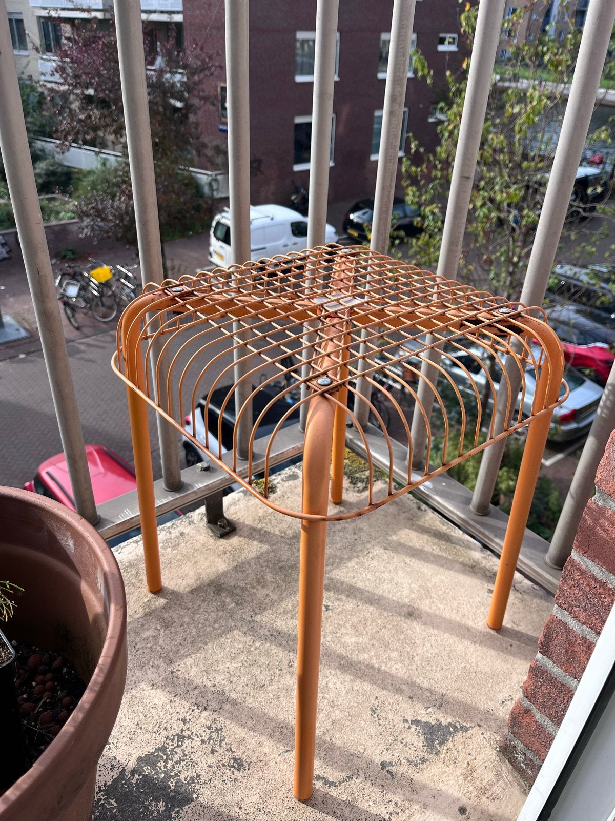 2 Vintage oranje IKEA Västerön draadkruk/plantenstandaard, Ophalen, Gebruikt, Staal
