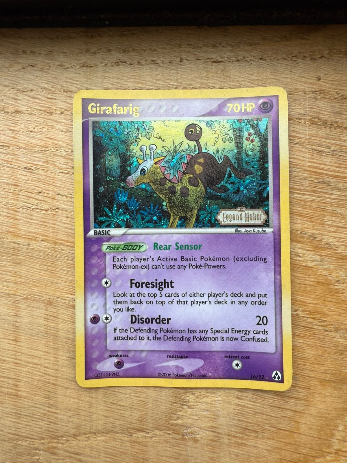 Girafarig #16/92 Legend Maker, Ophalen of Verzenden, Losse kaart