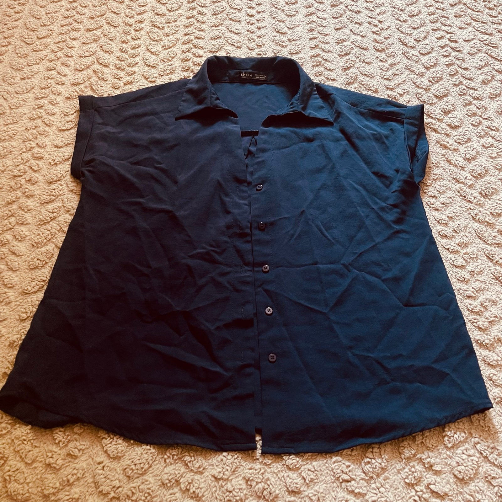 Shein Zwarte Blouse met Korte Mouwen - Maat M, Maat 38/40 (M), Zwart, Ophalen of Verzenden, Zo goed als nieuw