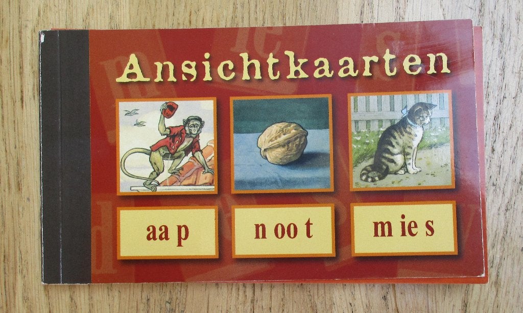 AAP NOOT MIES 16 ansichten in boekje letterplank afbeelding, Ophalen of Verzenden, Zo goed als nieuw
