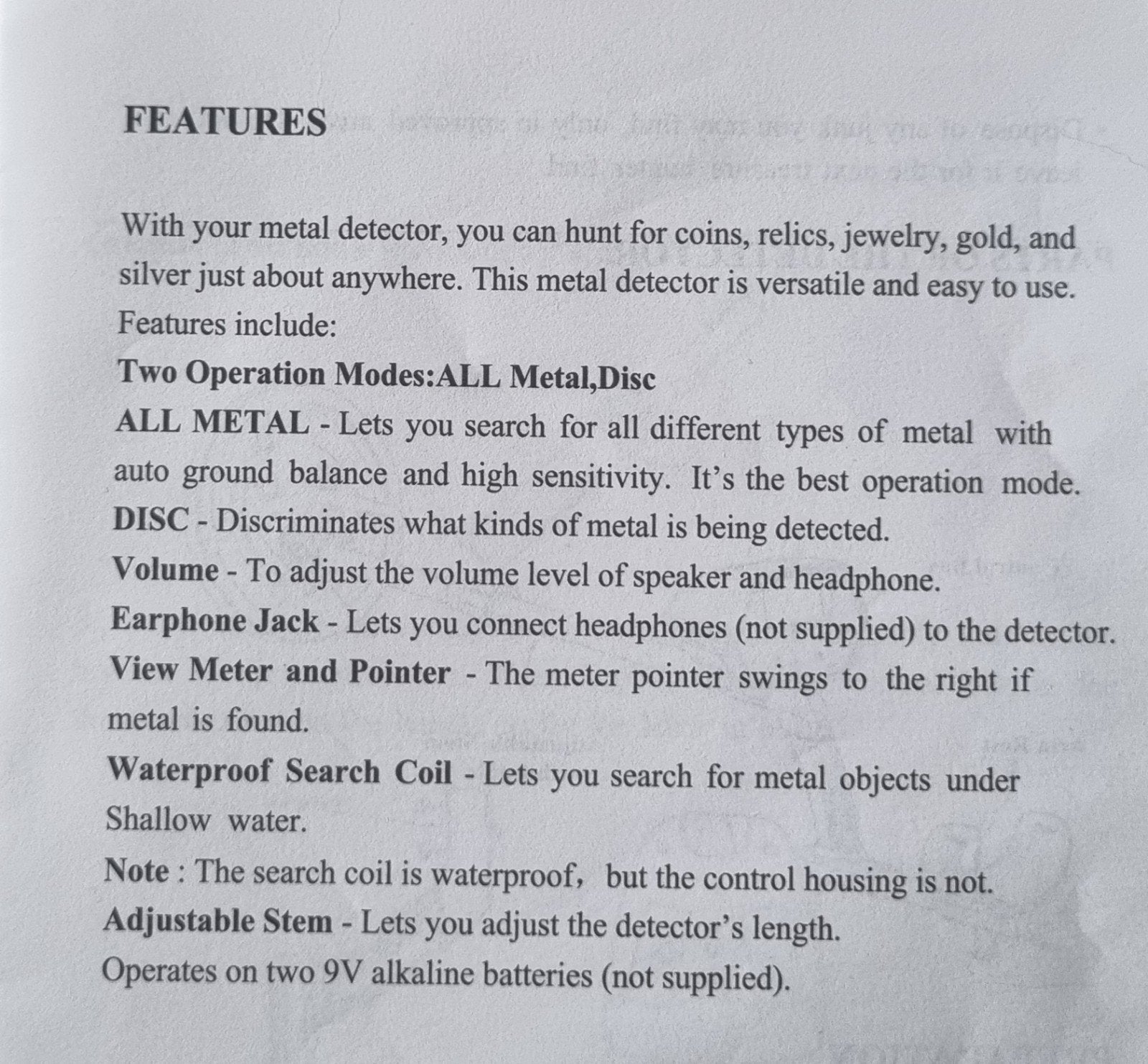 Foto 4 van Waterdicht Vosoi metaaldetector met accessoires