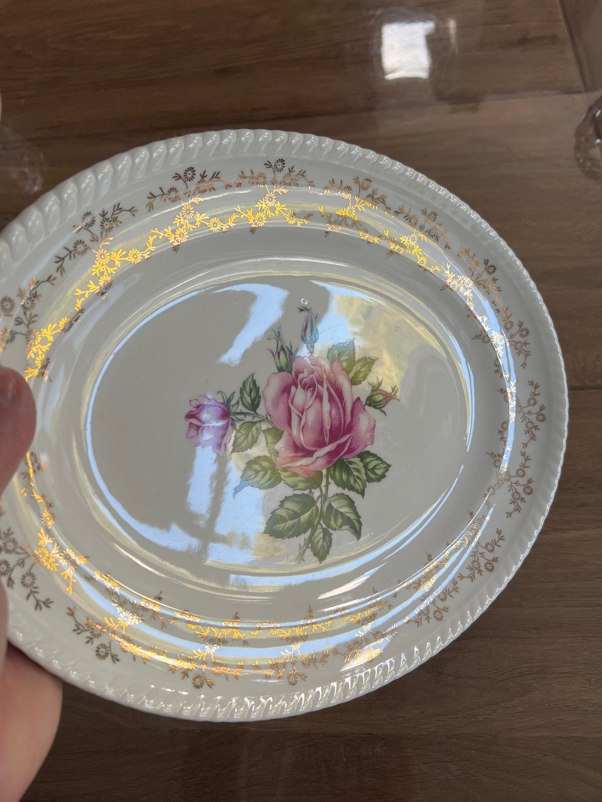 Vintage British Empire Ware Rosebud Schaal 22K Goud, Antiek en Kunst, Ophalen of Verzenden