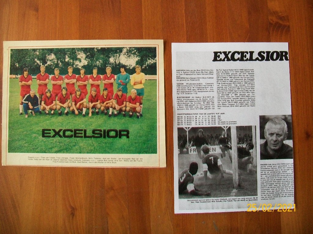 1-0 Poster Excelsior + info ( seizoen 1970-1971), Verzenden, Zo goed als nieuw, Buitenlandse clubs, Poster, Plaatje of Sticker