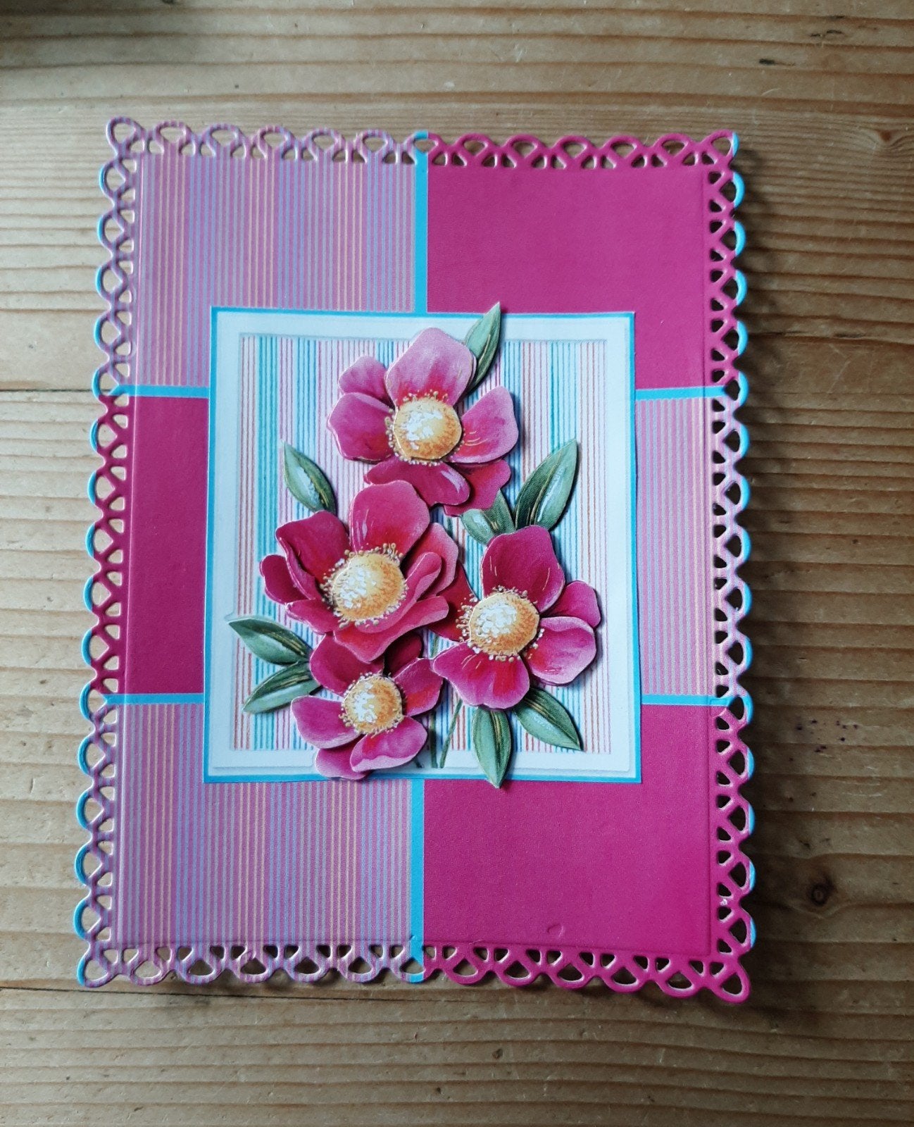 stans kaart opleg met 3d plaatje bloemen, Hobby en Vrije tijd, Kaarten | Zelf maken, Ophalen of Verzenden, Nieuw, Overige thema's