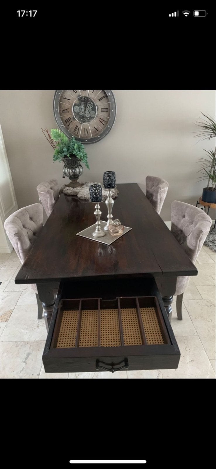 Grote eet tafel met lade, Huis en Inrichting, Tafels | Eettafels, Gebruikt, 100 tot 150 cm, 200 cm of meer, Vijf personen of meer