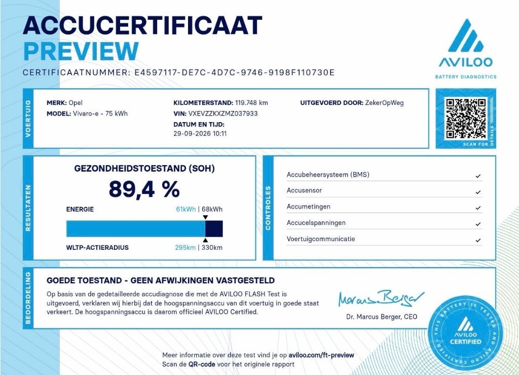 Opel Vivaro-e L2H1 9-Persoons 75kWh 136PK 2021 BTW AVILOO, Dealer onderhouden, Vivaro, Overige carrosserieën, Met garantie (alle)