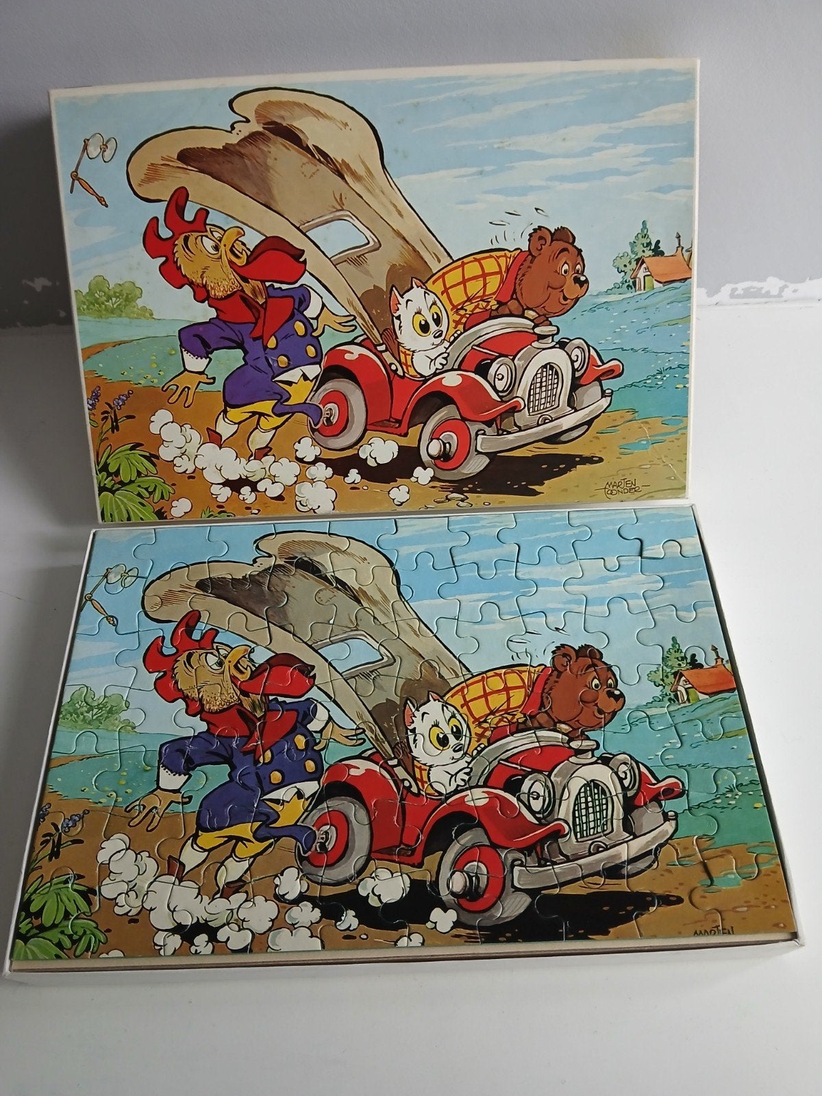 Vintage Olivier B. Bommel puzzel - 70 stukjes, Ophalen of Verzenden, Gebruikt