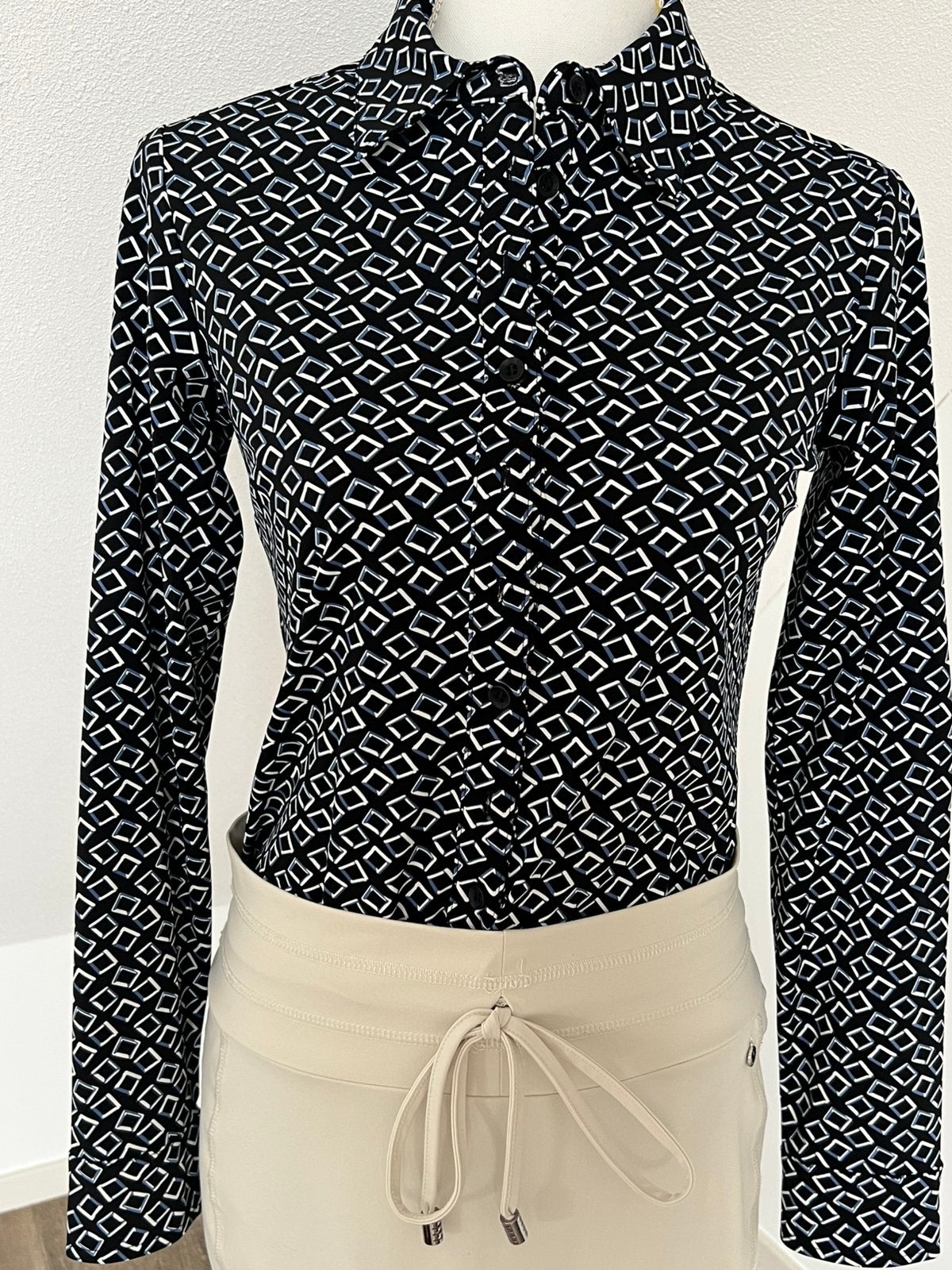 Blouse donkerblauw / lichtblauw maat 36 Mi Piace, Ophalen of Verzenden, Zo goed als nieuw, Maat 36 (S), Blauw