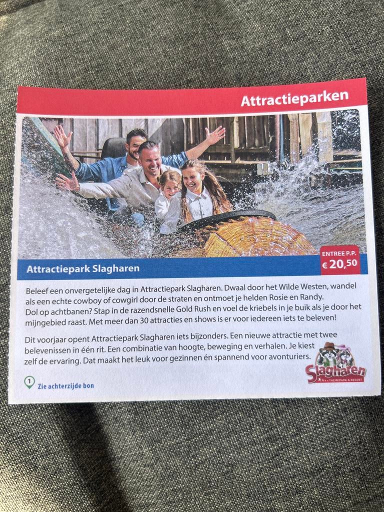 Korting entree Attractiepark Slagharen, Tickets en Kaartjes, Recreatie | Dierentuinen, Drie personen of meer, Kortingskaart