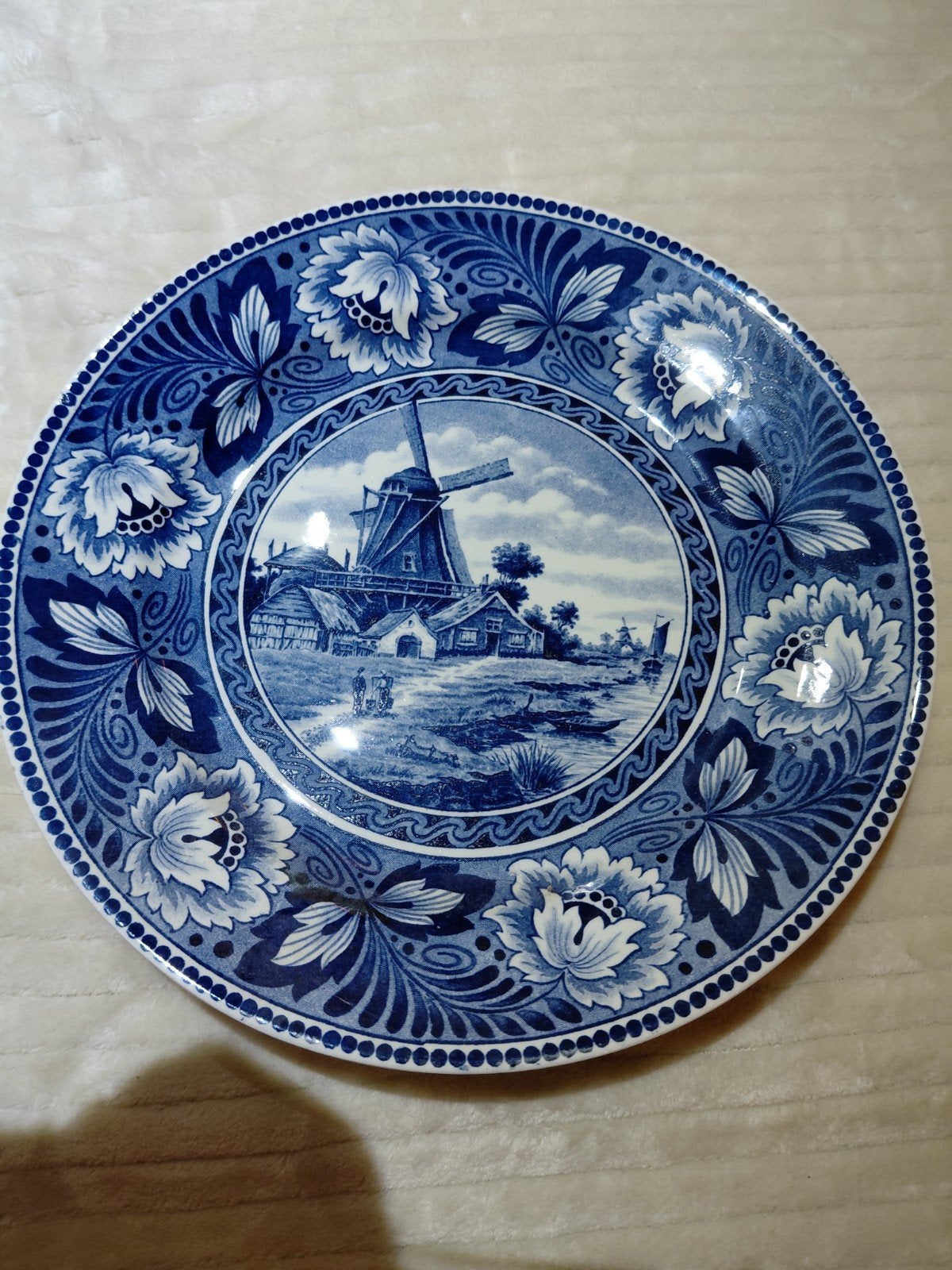 Delfts Blauw Wandbord - Molenlandschap, Antiek en Kunst, Ophalen