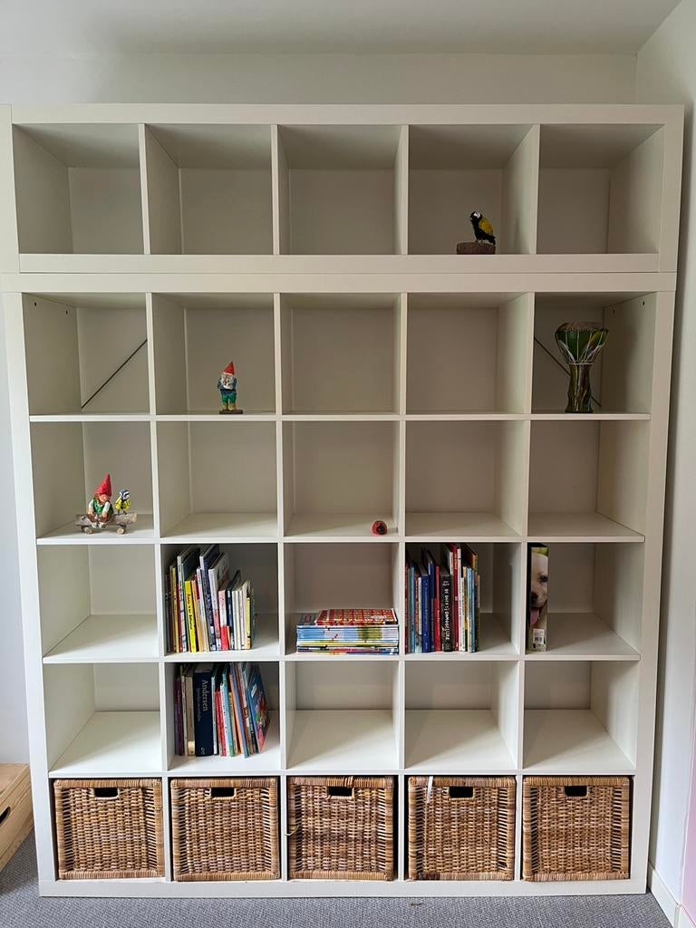 Kallax open kast wit 5x5 vakken + extra deel 1x5 vakken, Huis en Inrichting, Kasten | Boekenkasten, Ophalen, Gebruikt, 150 tot 200 cm