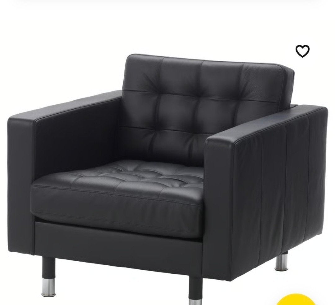 Zwarte leren fauteuil - Modern design, Huis en Inrichting, Ophalen, Gebruikt, 75 tot 100 cm, 75 tot 100 cm