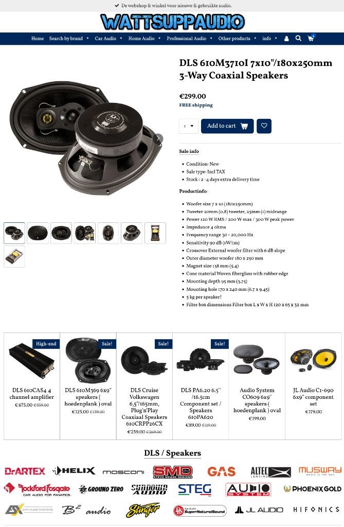 DLS 610M3710I 7x10"/180x250mm 3-Way Coaxial Speakers, Auto diversen, Info@optimount.nl, Nieuw, Ophalen of Verzenden, Anholtseweg 48A 7091 HB DINXPERLO