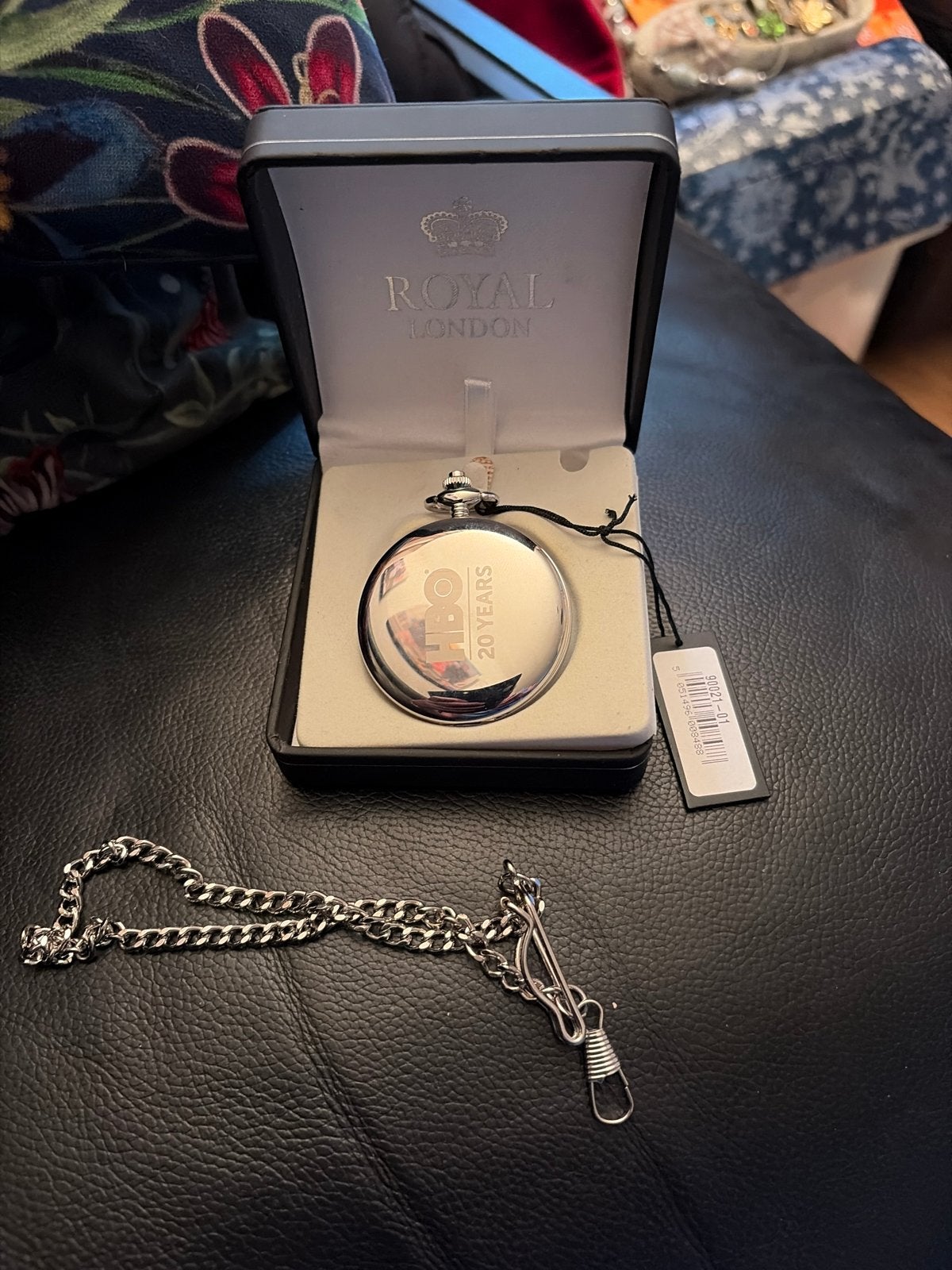 Nieuw Royal London Zakhorloge met Ketting - HBO 20 Jaar, Ophalen of Verzenden, Staal, Zakhorloge, Overige merken
