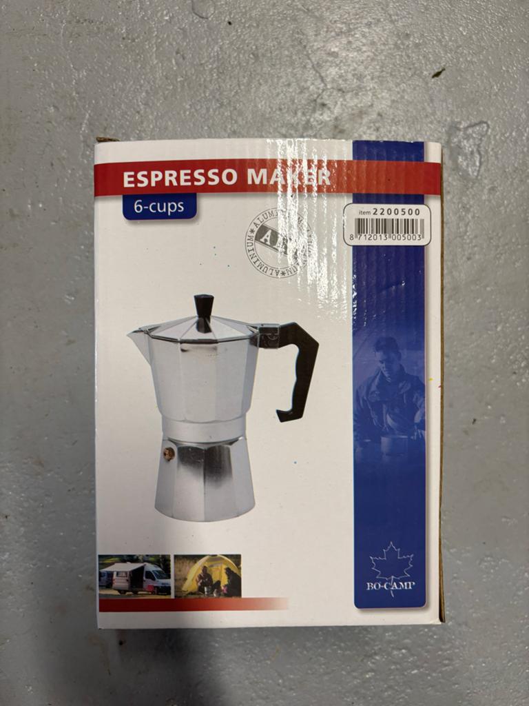 Nieuwe Bo-Camp Espressomaker 6-kops - Ideaal voor camping, Espresso apparaat, Nieuw, Gemalen koffie, Ophalen of Verzenden