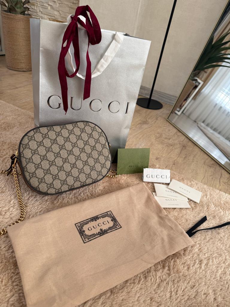 Orginele Gucci Supreme Canvas Crossbody Tas, Sieraden, Tassen en Uiterlijk, Ophalen of Verzenden, Nieuw, Bruin, Schoudertasje