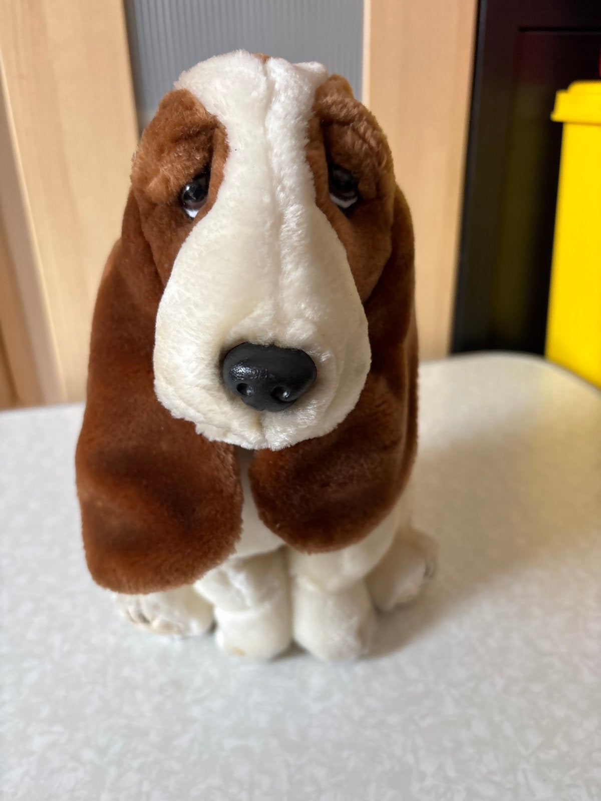 Vintage Hush Puppies knuffel hond - Bruin/Wit, Overige merken, Overige karakters, Middelgroot (20 tot 80 cm), Bruin