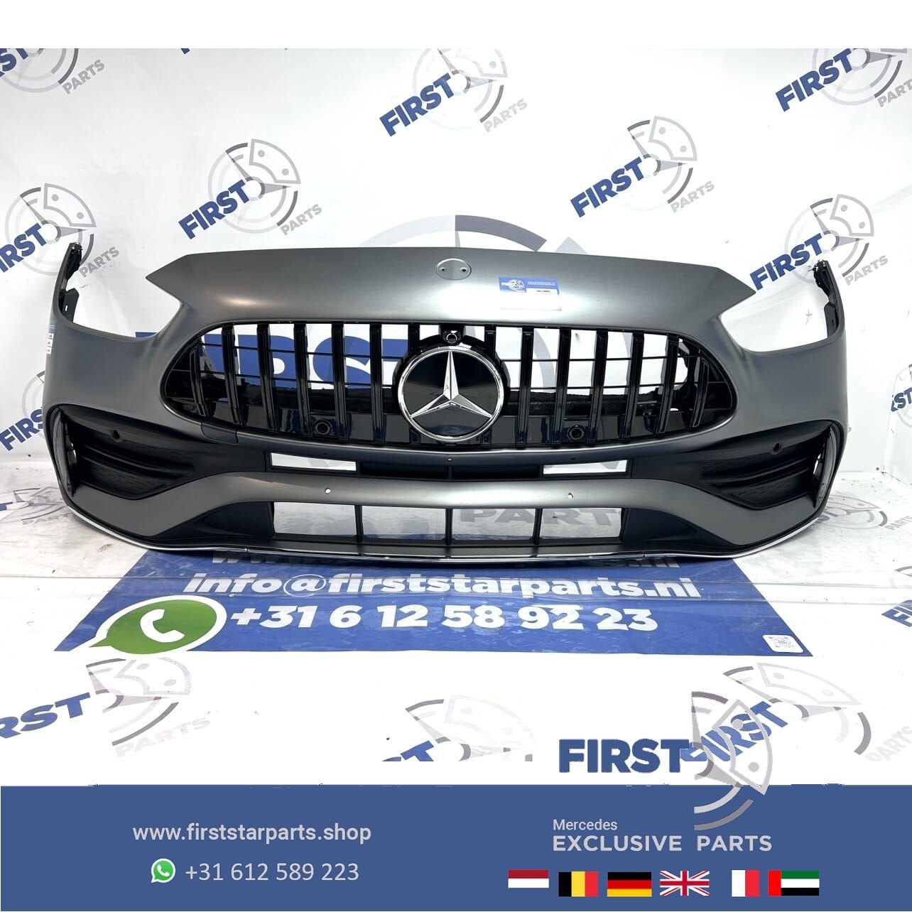 (W206 BUMPER) S206 A2068858401 AMG BUMPER GRIJS VOORBUMPER +, Gebruikt, -, Voor, Ophalen of Verzenden