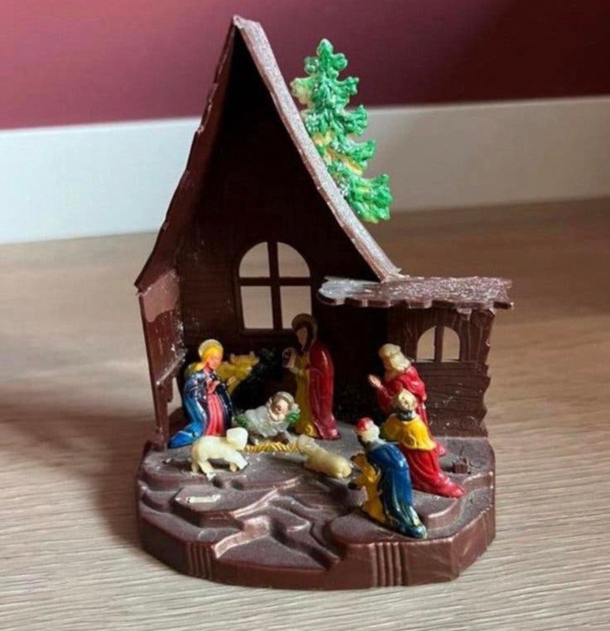 Vintage kerststal klein kunststof, Diversen, Kerst, Ophalen of Verzenden, Zo goed als nieuw