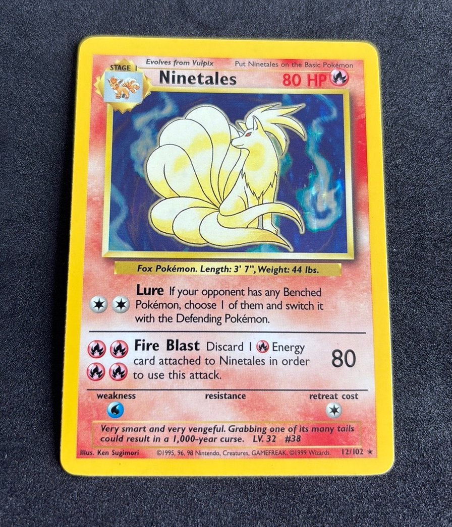 Ninetales Base Set Unlimited Holo Pokemon, Ophalen of Verzenden, Zo goed als nieuw, Losse kaart, Foil