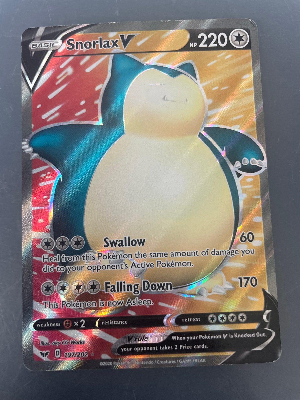 Pokémon Kaart Snorlax V 197/202 Sword & Shield, Ophalen of Verzenden, Gebruikt, Losse kaart