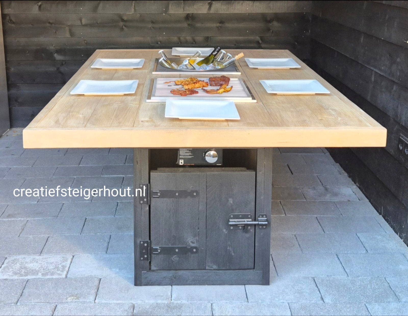 BBQ-tafel gasbarbecue en drankelement ingebouwd in tafel, Ophalen of Verzenden, Nieuw
