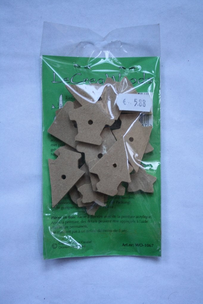 1 zakje a 20 st. woods figuurtjes vogelhuisjes, Overige thema's, Nieuw, Knutselmateriaal, Hout