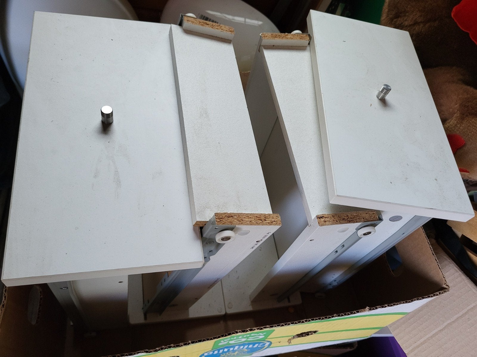 Kallax Kast Inzet Lades/Deurtjes - Zwart, Wit & Glas, Ophalen, Gebruikt