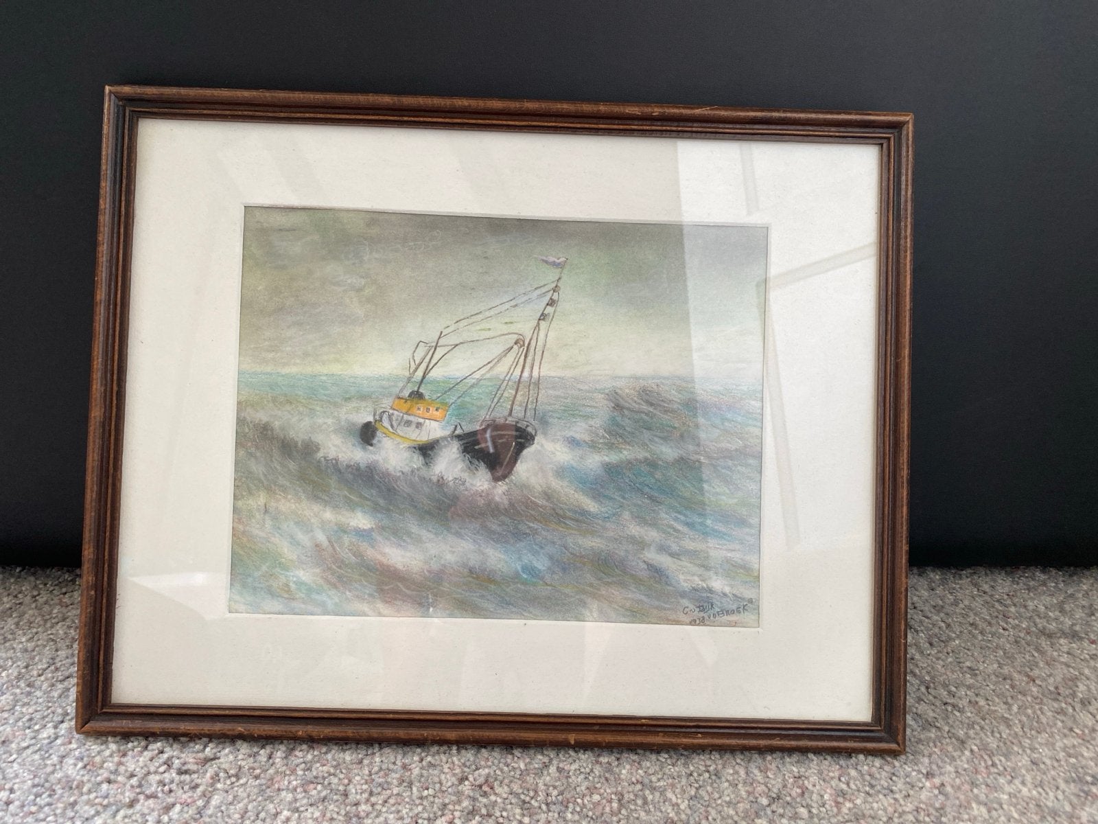 Maritiem schilderij van C. van Dijk, 1938, Antiek en Kunst, Kunst | Schilderijen | Klassiek, Ophalen, Maritiem / water, Gedateerd