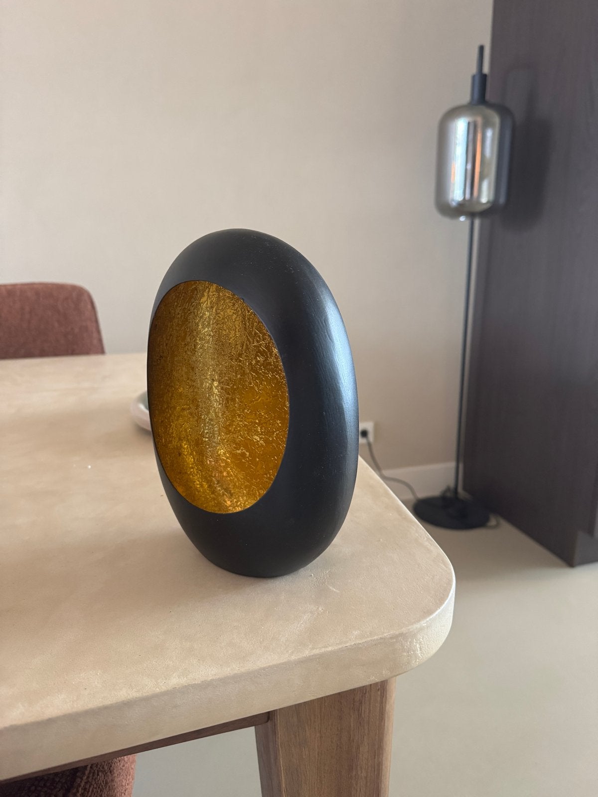 Moderne Waxinelichthouder Zwart met Goud, Ophalen, Overige materialen, Zwart, Zo goed als nieuw