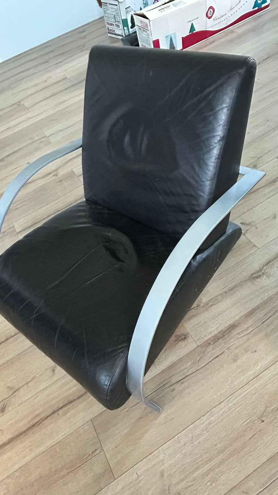 Degelijke luie fauteuil met leren bekleding!, Huis en Inrichting, Ophalen, Overige materialen, Gebruikt, 75 tot 100 cm