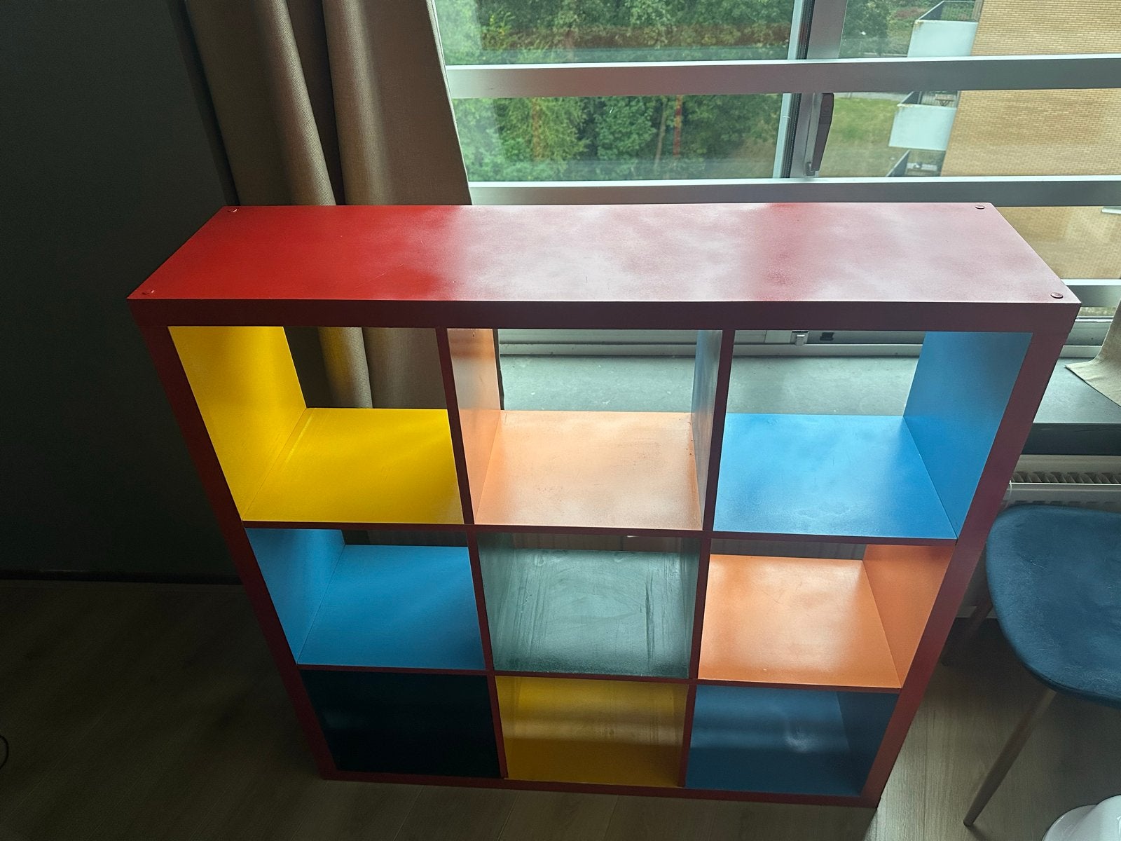 Kleurrijke ikea kallax, Ophalen, Met plank(en), Gebruikt, 100 tot 150 cm