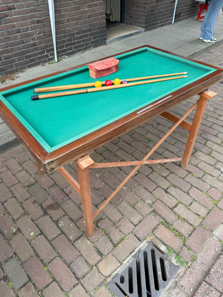 Vintage Homas Biljarttafel - Compleet met Keu en Ballen, Ophalen, Gebruikt, Biljarttafel