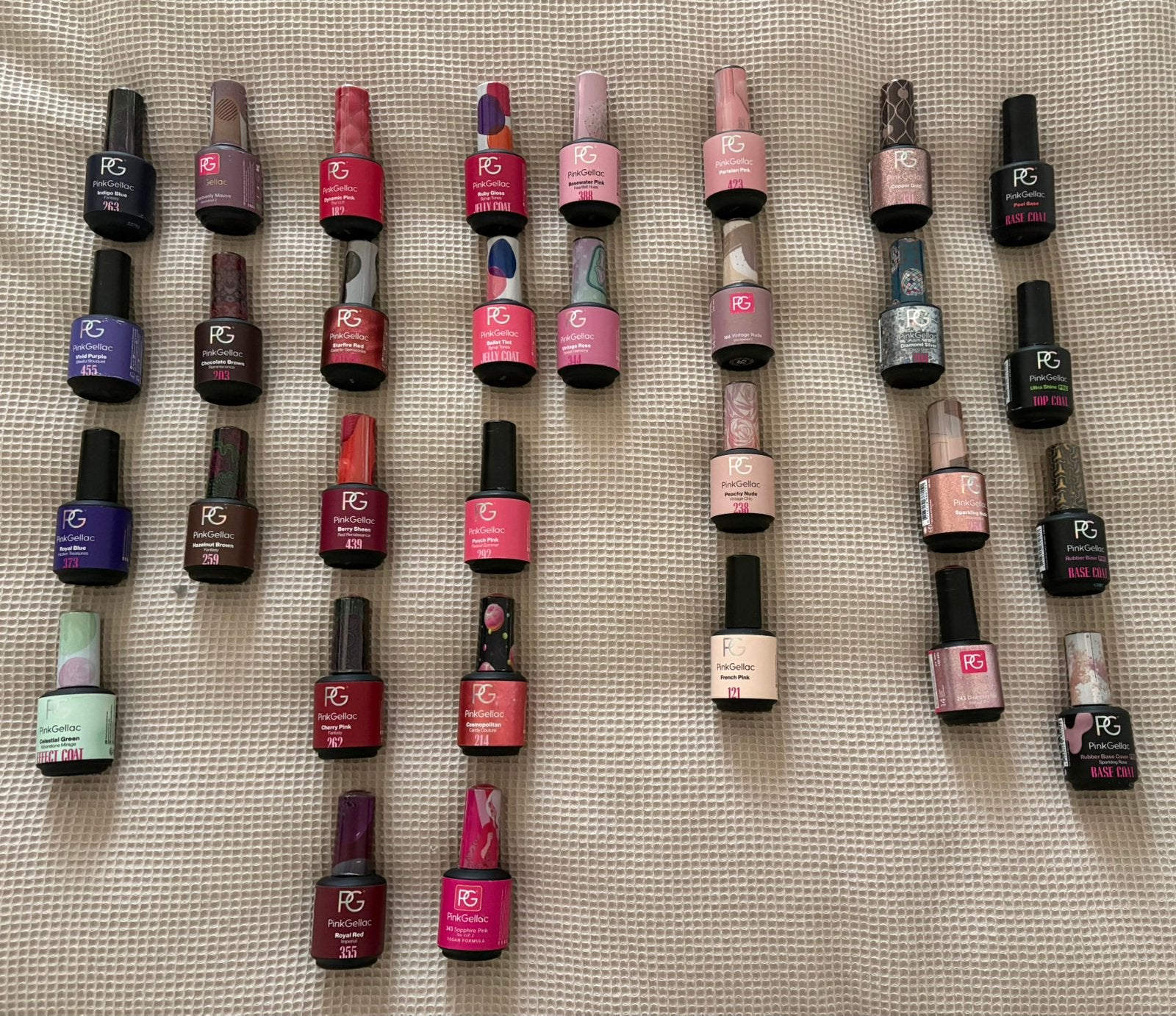 Grote partij Pink Gellac (30 potjes)-kleuren,base en topcoat, Ophalen, Overige kleuren, Zo goed als nieuw, Handen en Nagels