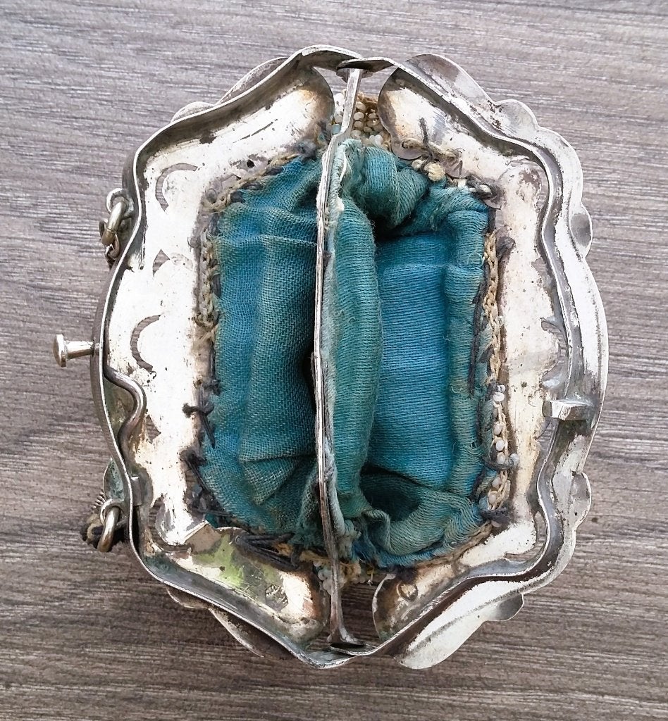 1903 Hollands Zilveren Glaskralen Beursje Tasje Rozenkrans, Antiek en Kunst, Ophalen of Verzenden, Zilver