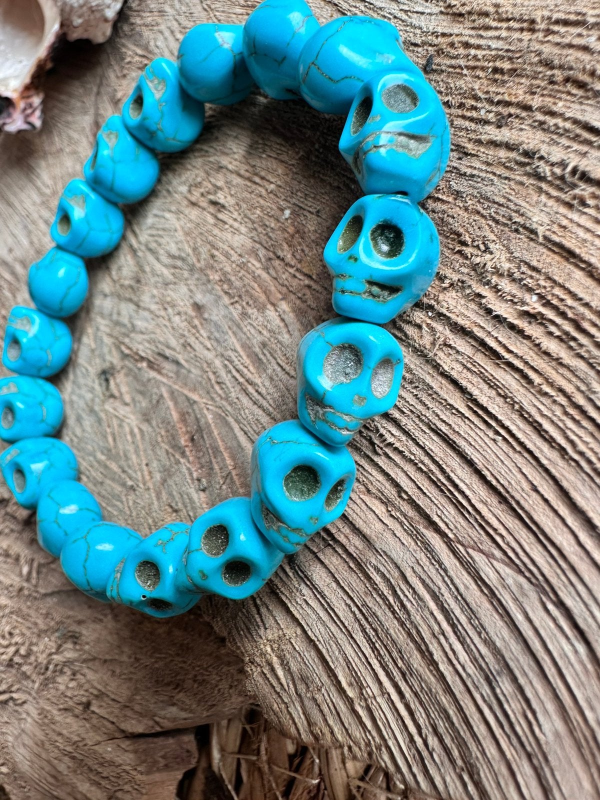 Boho armband / turquoise / doodshoofd / skull / nieuw, Ophalen of Verzenden, Zo goed als nieuw, Blauw