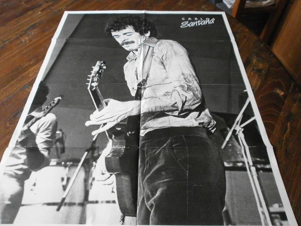 mooie xl zwart wit poster jr 80 Carlos Santana., Verzenden, Zo goed als nieuw, A1 t/m A3, Muziek