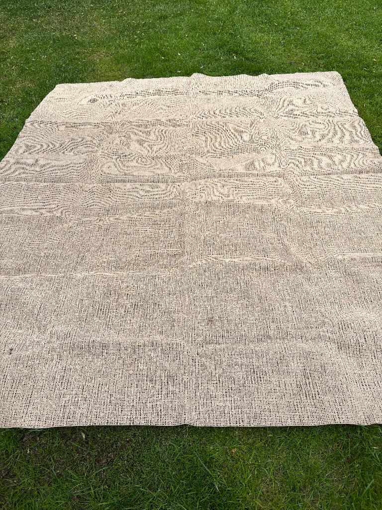 beige voortent tapijt 2 m. x 2.45 m., Ophalen of Verzenden, Gebruikt