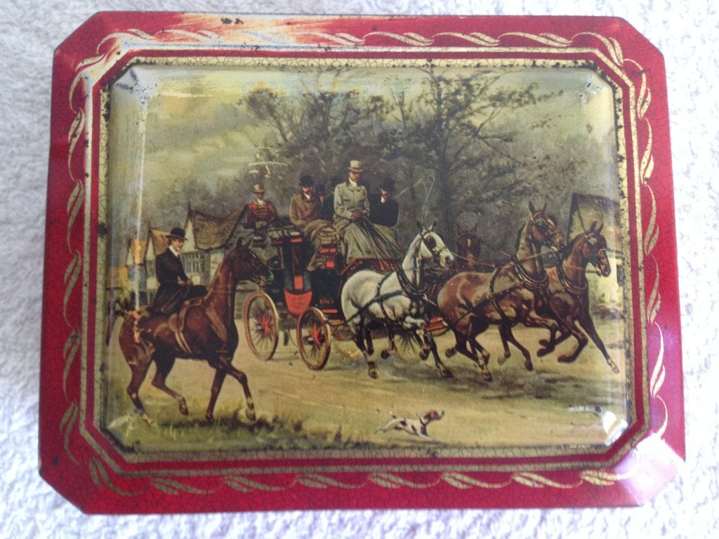 ❤️Oud Albert Heijn Blik uit de jaren 60, Rood met Paarden., Ophalen of Verzenden, Gebruikt, Overige, Overige merken
