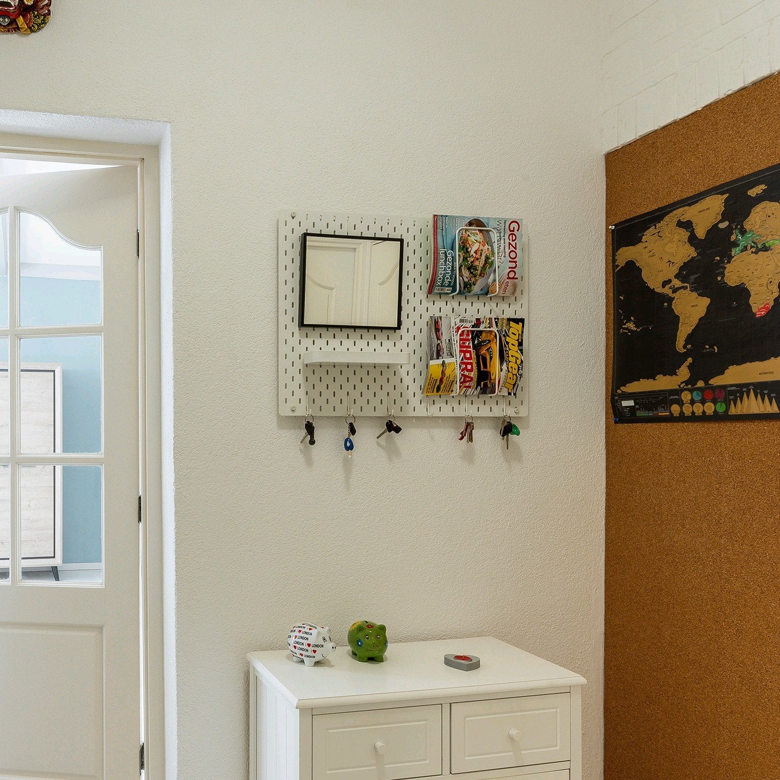 IKEA SKÅDIS Opbergbord met accessoires - Wit, Ophalen, Hout, Zo goed als nieuw, Modern