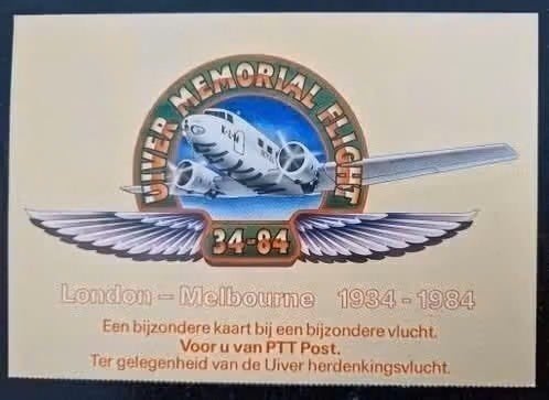 Nederland 1984- London - Melbourne Memorial Flight kaart, Ophalen of Verzenden, Na 1940