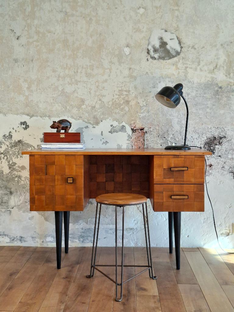 Vintage bureau, handgemaakt, 70's, Ophalen, Gebruikt, Hout