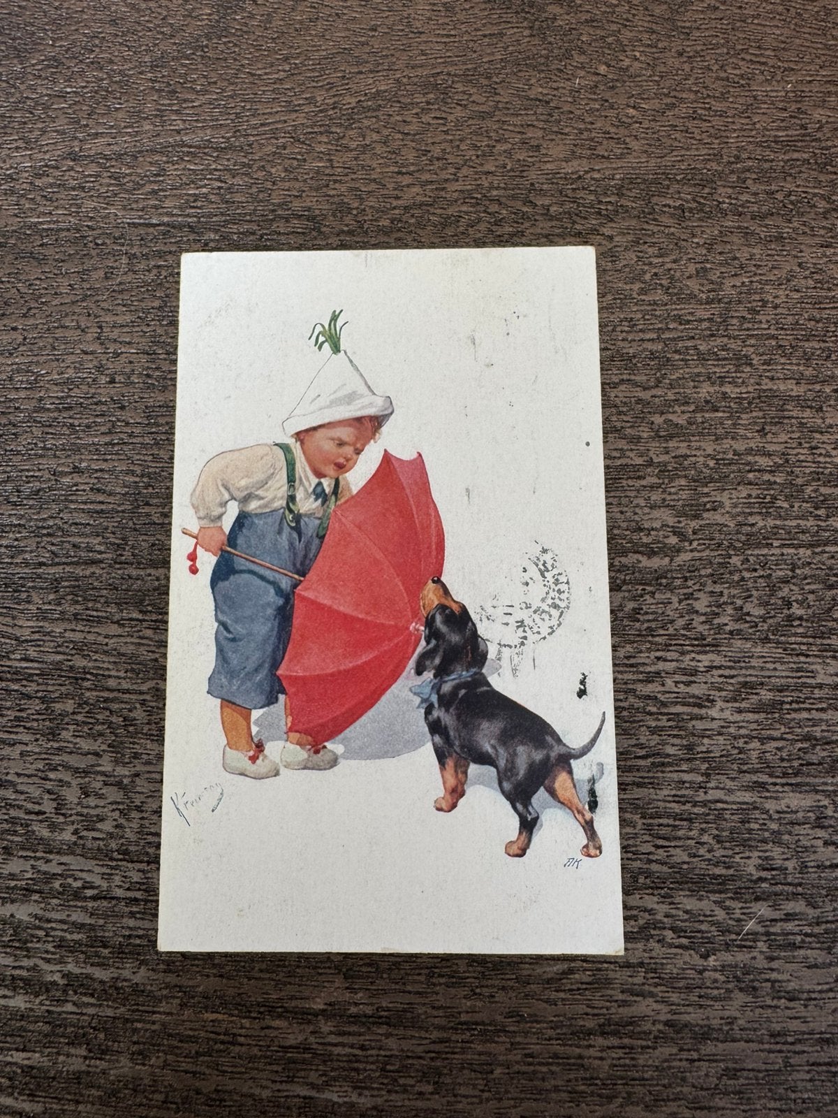Feiertag jongetje met teckel 1921, Ophalen of Verzenden, 1920 tot 1940, Kinderen