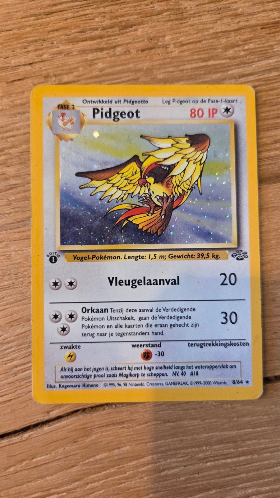 Pokémon Pidgeot 8/64 Holo Jungle Set 1st Edition, Hobby en Vrije tijd, Verzamelkaartspellen | Pokémon, Ophalen of Verzenden, Gebruikt