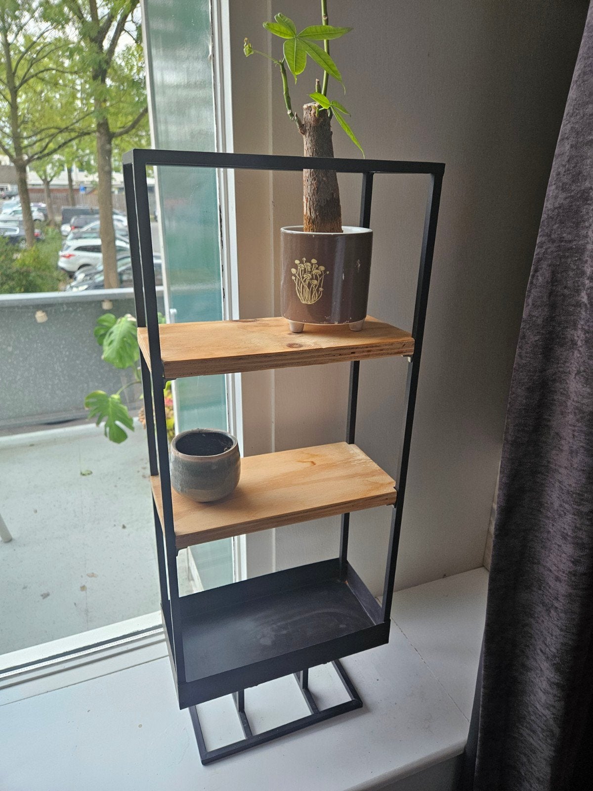 Industriële Plantentafel - Zwart Metaal & Hout, Ophalen, Gebruikt
