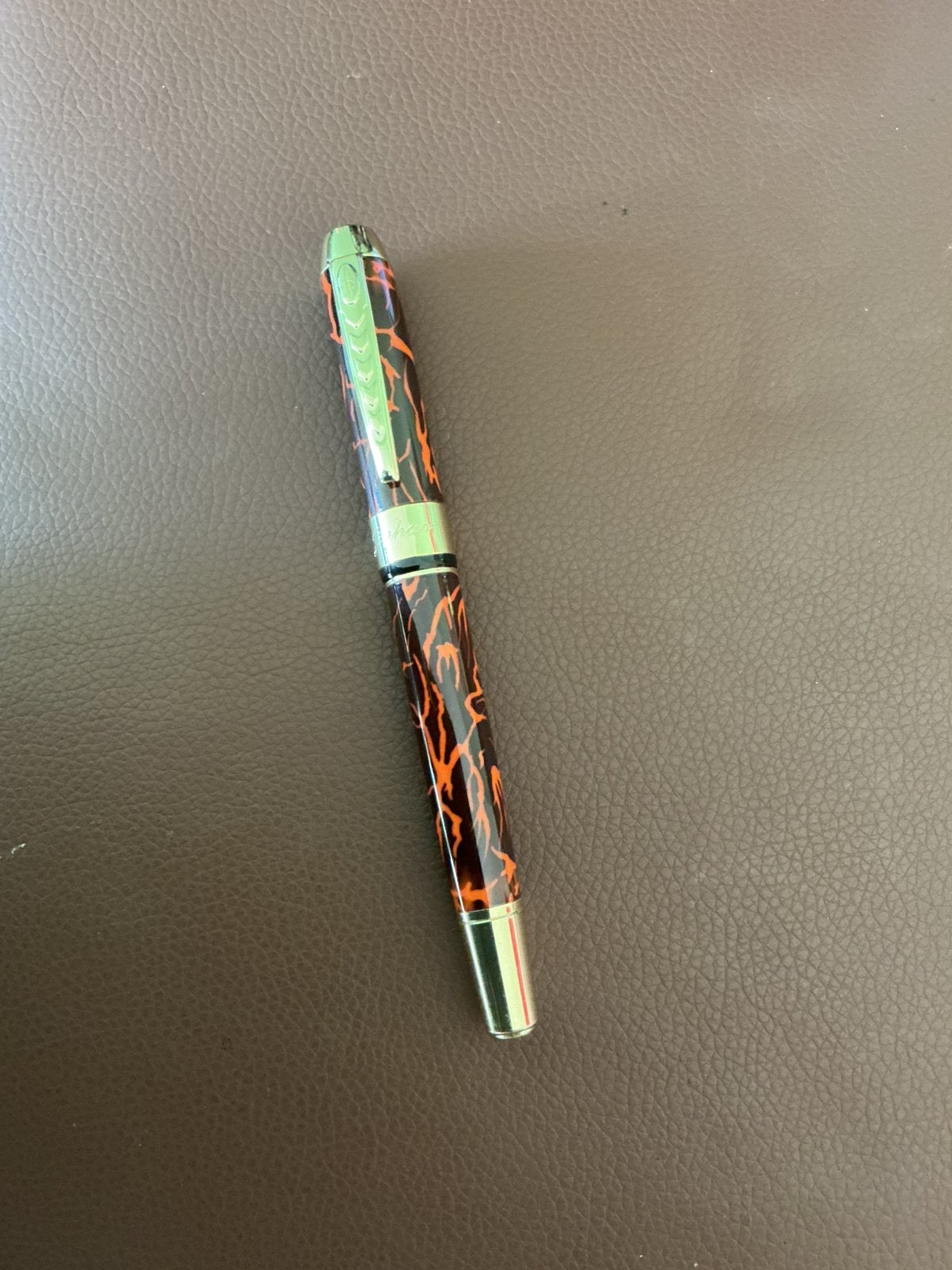 Jinhao X250 vulpen – zwart/oranje gemarmerd – M, Ophalen of Verzenden, Zo goed als nieuw, Vulpen, Overige merken