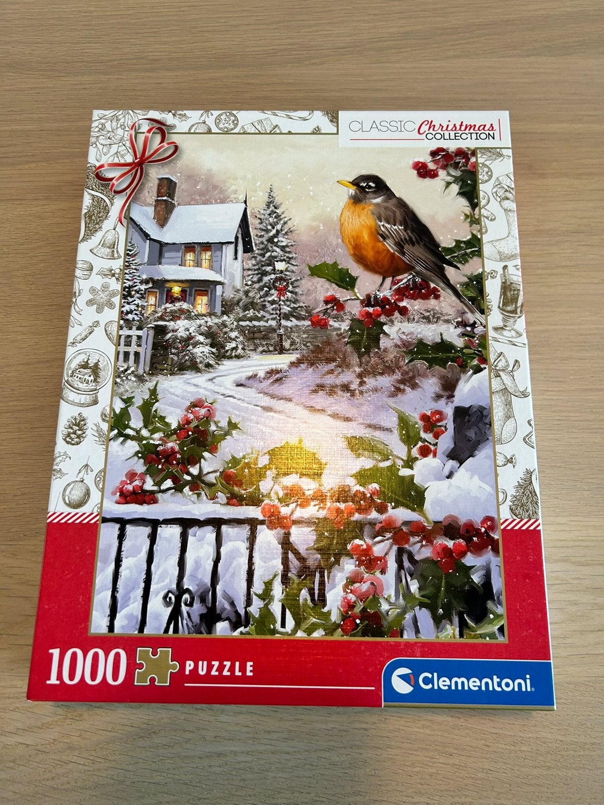 Legpuzzel Roodborstje met hulst van 1000 stukjes, Ophalen of Verzenden, 500 t/m 1500 stukjes, Zo goed als nieuw