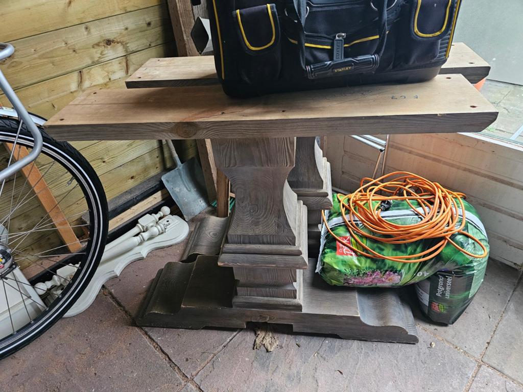 Set klassieke eiken kloosterpoten, Huis en Inrichting, Tafels | Eettafels, Ophalen, Rond, 50 tot 100 cm, Zo goed als nieuw