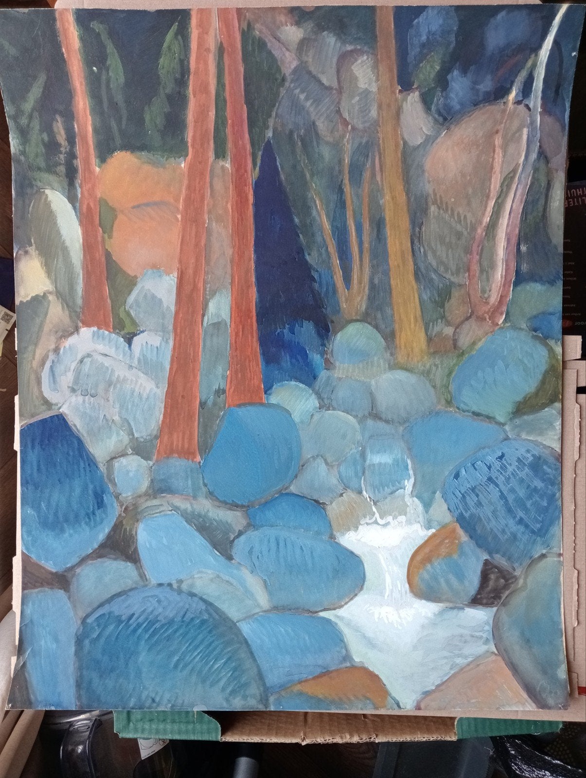 Aquarel Boslandschap mogelijk Jaap Min, Ophalen of Verzenden